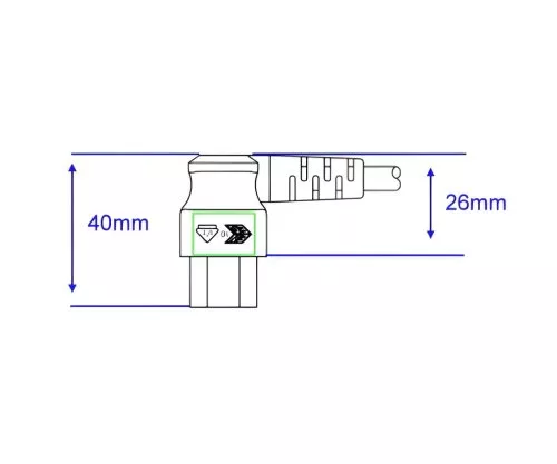 Power cord Europe CEE 7/7 90° to C5 angled, 0,75mm², VDE, black, length 1,80m